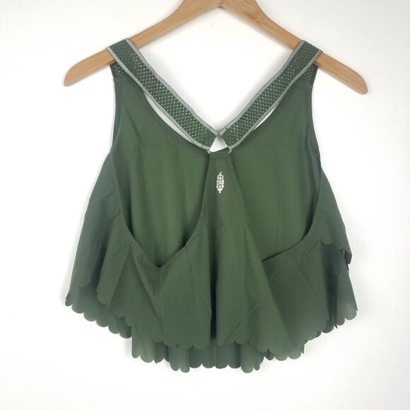 Free People | Pretty Lil Running Crop Top Green Small - Picture 2 of 5